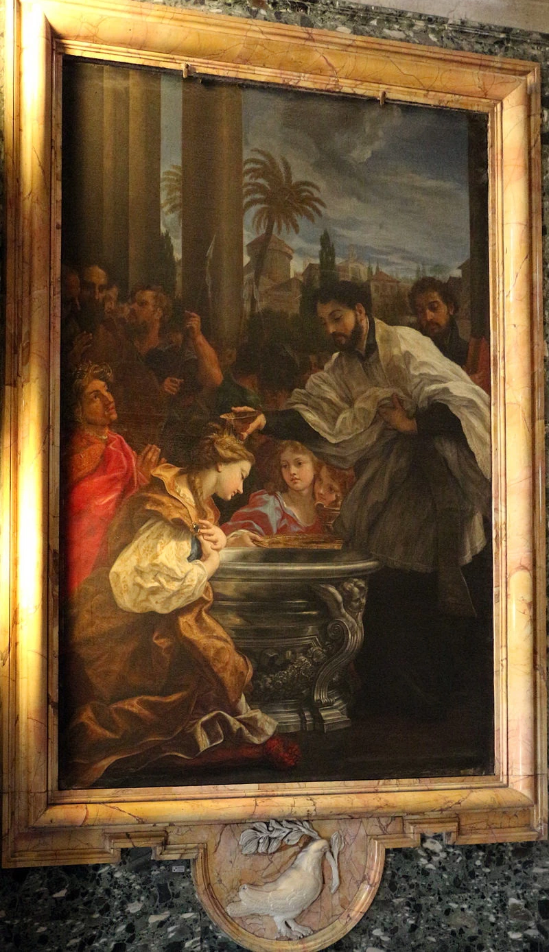 San Francesco Saverio battezza una regina orientale - Chiesa di S. Andrea al Quirinale, Roma